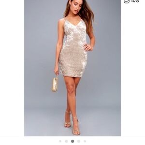 Astr Womens Champagne Crushed Velvet Mini Dress Y2K Size Small Parties Night Out